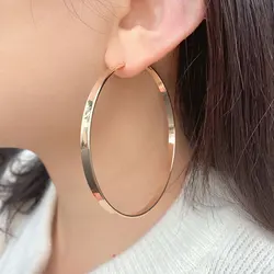 2024 Fashion Exaggerated Big Circle Hoop Earrings for Women Men Statement Jewelry Flat Circle Earrings Femme Boucles d'oreilles