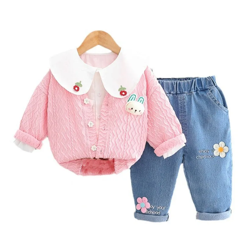 New Spring Autumn Baby Clothes Suit Children Girls Fashion Jacket Shirt Pants 3Pcs/Sets Toddler Sports Costume Kids Tracksuits