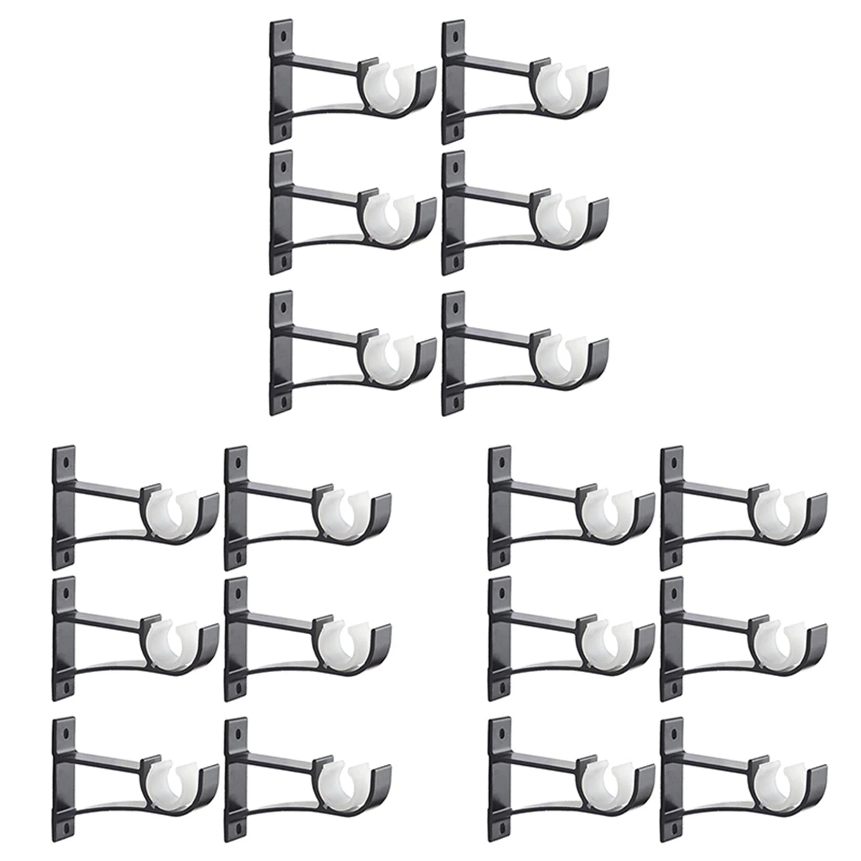 BHBD-Single Curtain Rod Brackets For Drapery Rod Aluminum Alloy Heavy Duty Curtain Rod Holders (Black) 18Pcs