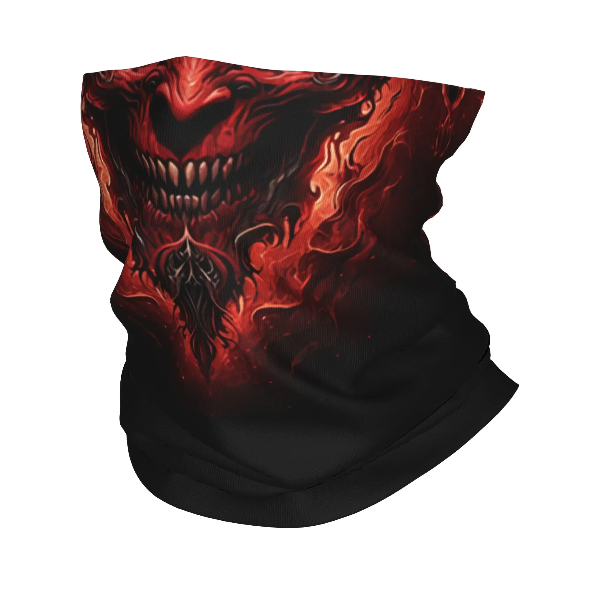 Halloween Demon Skull Bandana Neck Gaiter Windproof Face Scarf Cover Men Women  Headwear Tube Balaclava