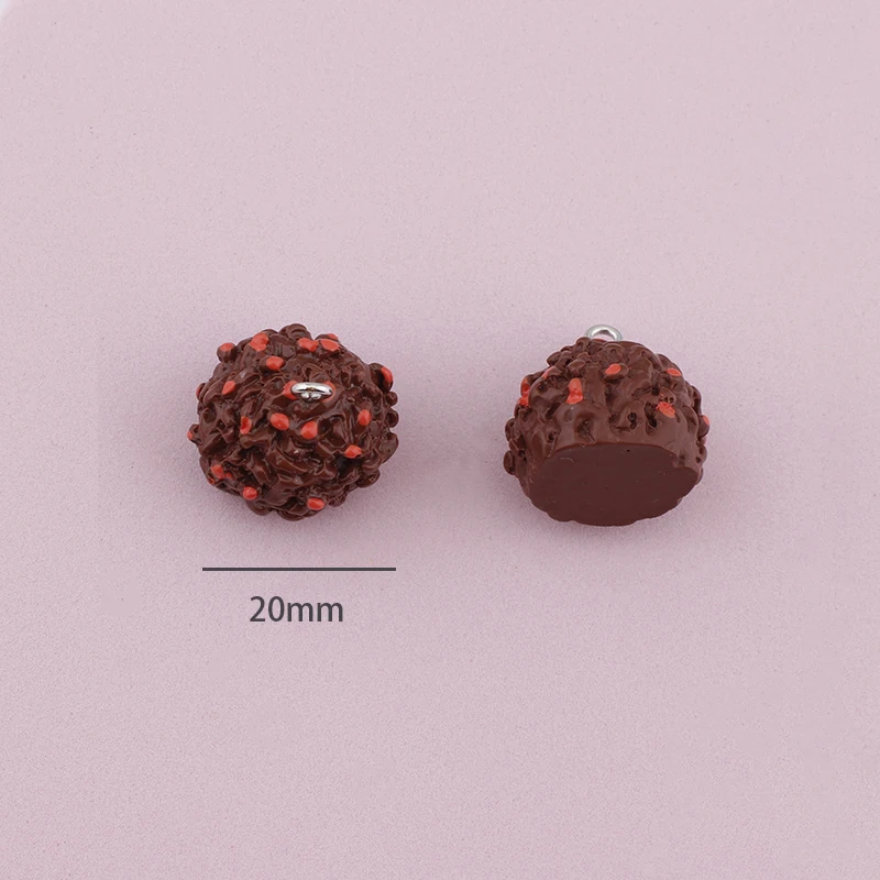 6Pcs Chocolate Ball Food Charms Kawaii Resin Pendant Charms for Earring Bracelet Keychain Diy Kid Women Jewelry Making Supplies image 6