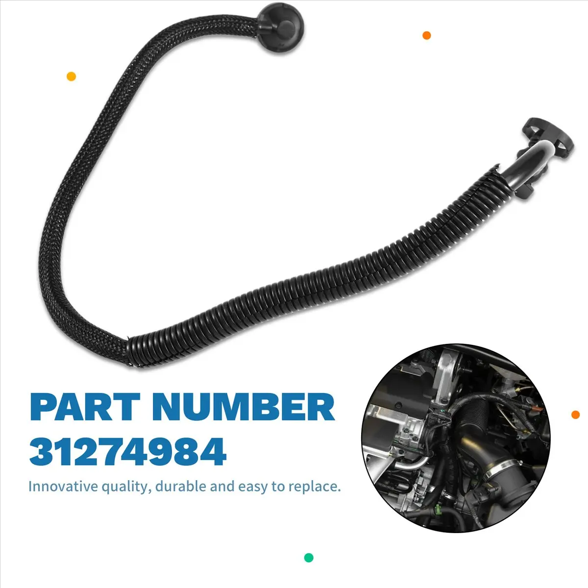 #09V Automotive Parts & Accessories,Car Brake Vacuum Hose Vacuum Booster Hose 31274984 for Volvo (Black) view 3