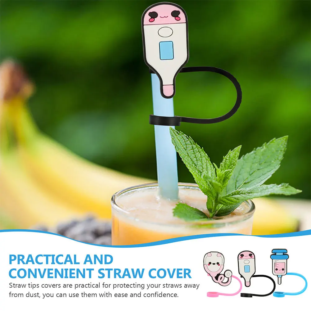

12Pcs Decorative Straw Covers Silicone Tips Protector Easy Clean Reusable Straw Cover Tips Protector Silicone Suction Cups