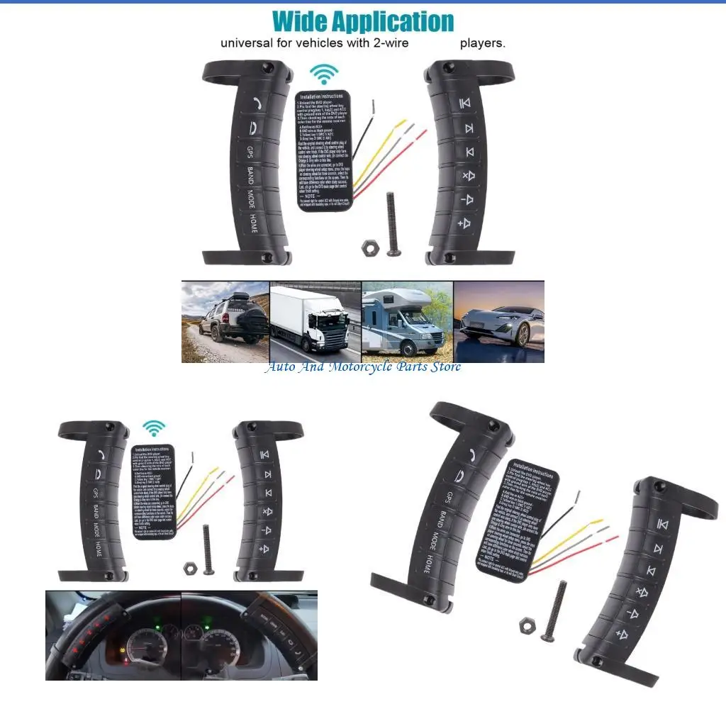 P9FD Car Steering Wheel Command Unit Steering Wheel Music Remote Control Easy Install Car Steering Wheel Remote Control set