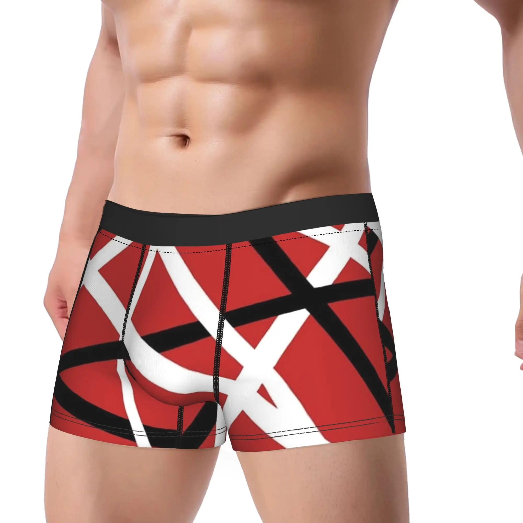 Van Halen EVH Red Black White Boxer Shorts 3D Pouch Underwear Trenky Custom Boxer Brief Soft Trend Males Underpants Plus Size