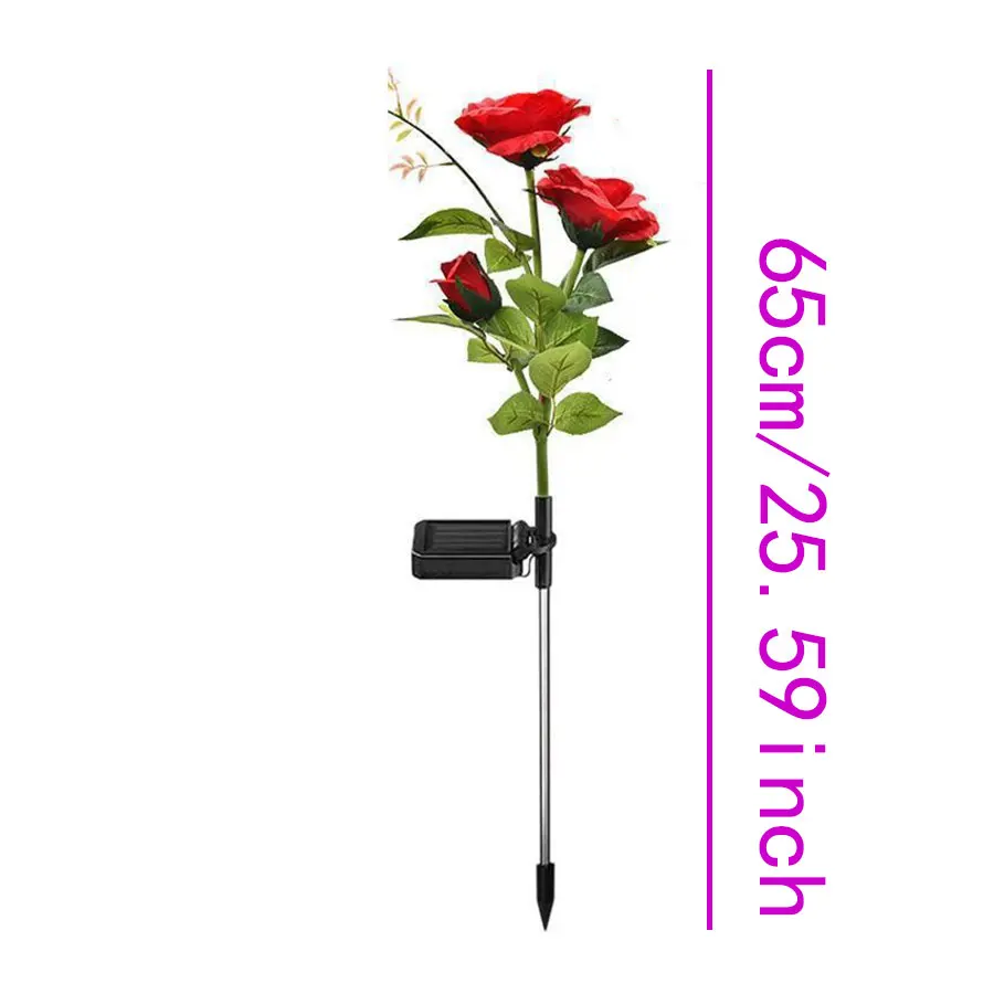 10-Pack Led Lawn Lights with Simulated Rose Flowers, 3-Head Rose Flower Lights for Garden