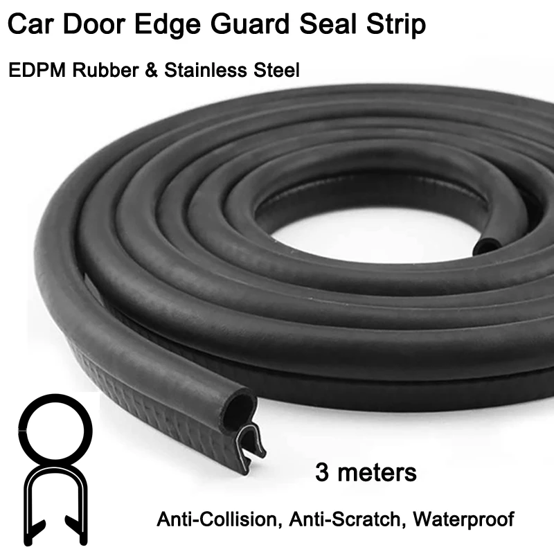 

Car Door Edge Guard Seal Strip 3meters U Type Rubber Strip Hardwearing Car Ship Dustproof Trim Soundproofing Waterproof Sealings