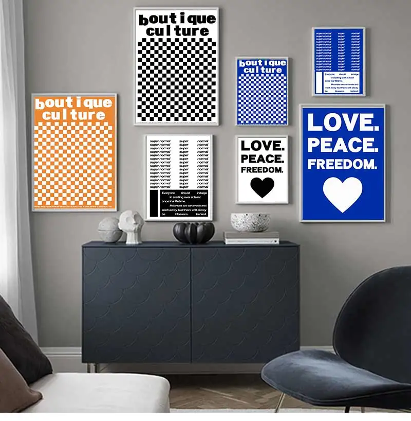 Maximalist Love Peace Freedom Colorful Boutique Culture Positive Quotes Wall Art Canvas Painting Posters For Living Room Decor