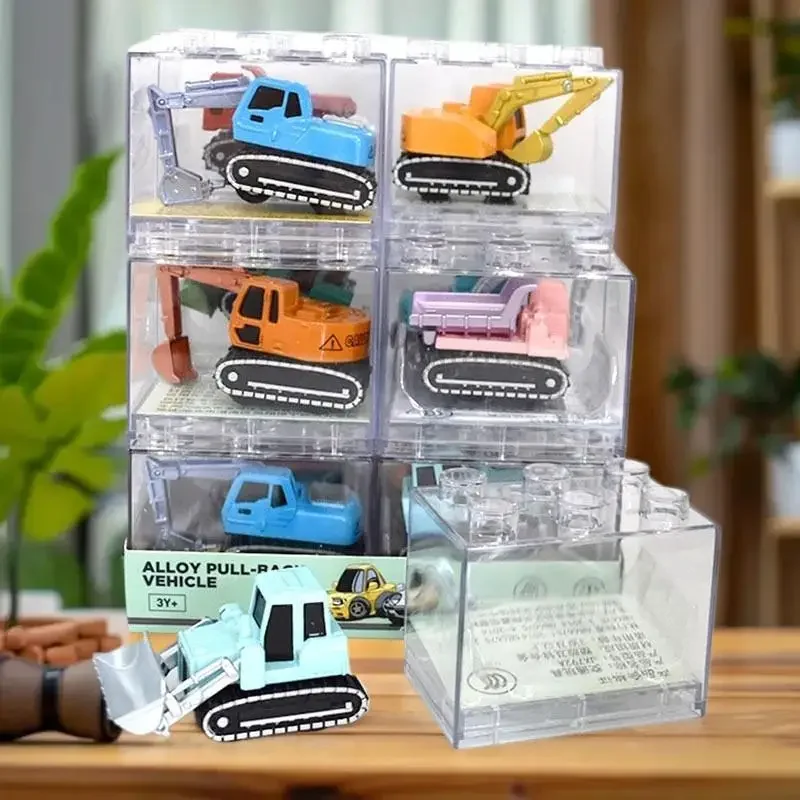 Modèle de voiture jouet unique, conception d'ingénierie en alliage, mécanisme de traction, diapositives à l'inertie, complet avec boîte de rangement