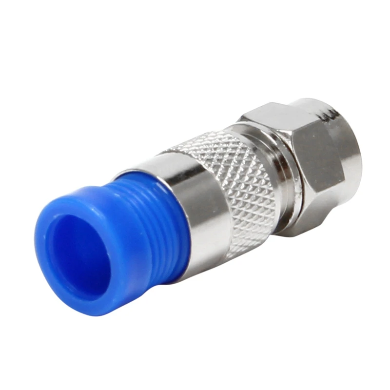 Rg6 F Type Connector Coax Coaxial Compression Fitting 60 Pack (Blue)