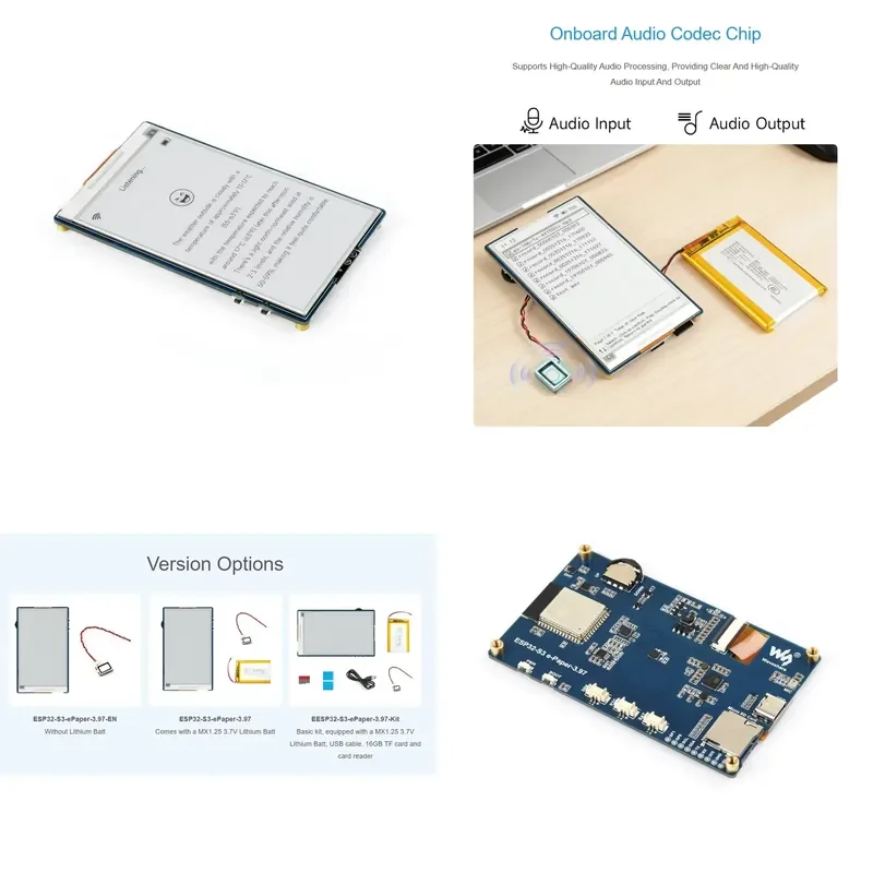 ESP32-S3 3.97 inch electronic paper development board, 800 * 480 resolution, Wi-Fi/BLE 5, support AI voice interaction