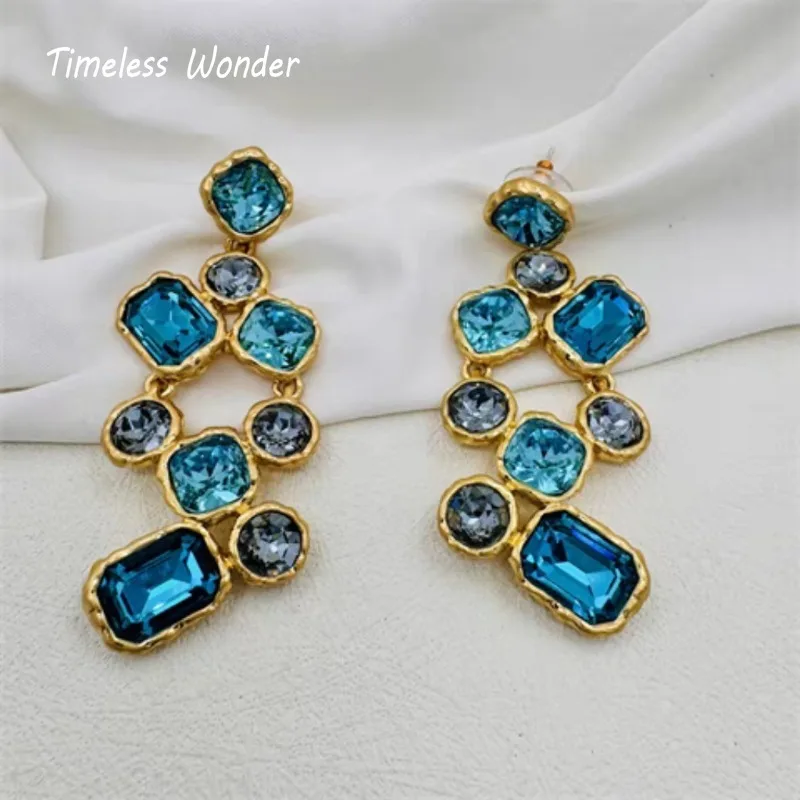 Timeless Wonder Retro Crystal Geo Stud Earrings for Women Designer Jewelry Luxury Brand Gift Trendy Vintage Mix Top Heavy 3255