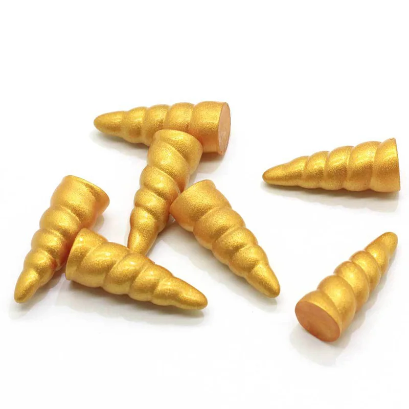 20Pcs Gold Color Miniature Unicorn Horn Flatback Resin Cabochon Cartoon Craft DIY Jewelry Necklace Hair Accessories Decoration
