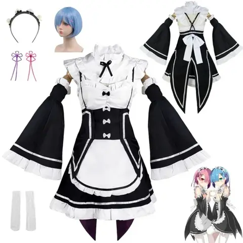 Rem Ram Anime Re:Life in a different world from zero Cosplay-dräkt Rem Maid-uniform Halloween-cosplay-dräkt dam komplett set 6 best sales cosplay Rem - №5