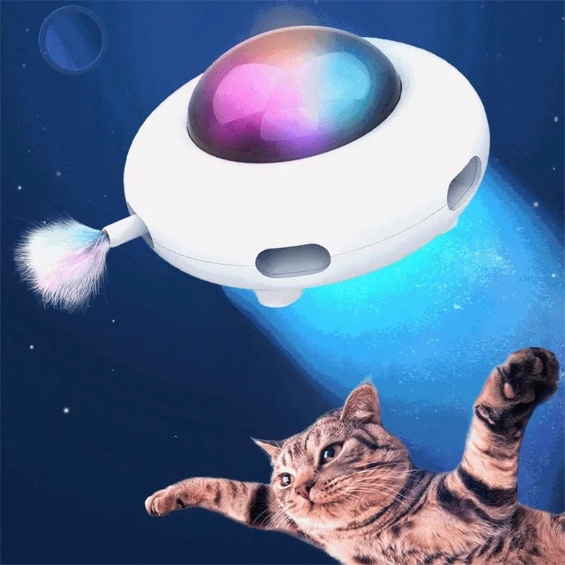 

1 Piece Electric Cat Toy Automatic Cat Entertainment Toys UFO Pet Turntable Catching Training Toys Funny Cat Interactive Ball