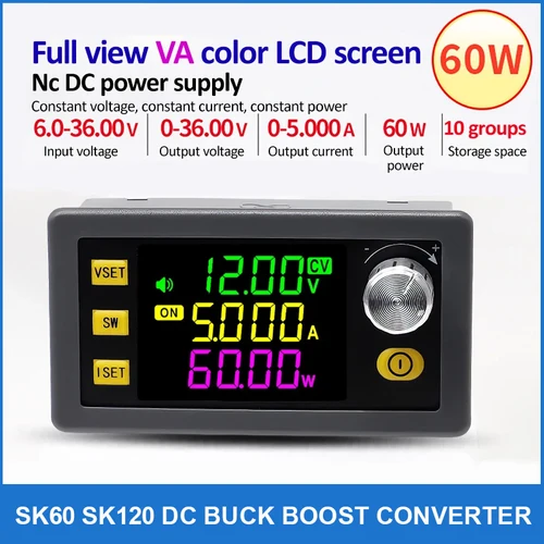 SK60 SK120 DC Buck Boost Converter CNC Fuente de alimentación de laboratorio regulada ajustable Módulo de carga solar de corriente de voltaje constante