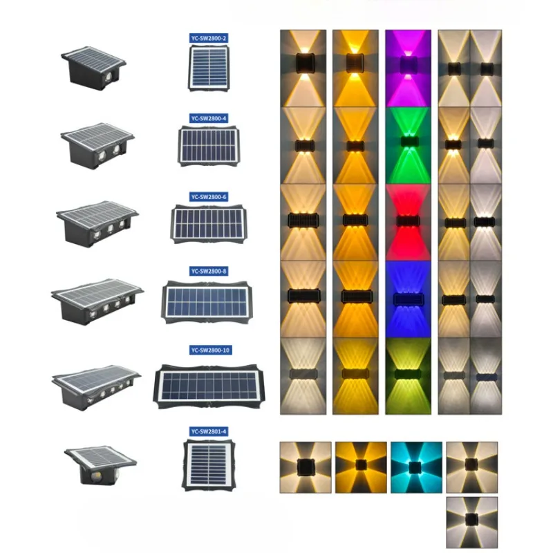 Luz Solar RGB para exteriores, luz de jardín impermeable, Villa, balcón, decoración de Ambiente, lámpara de pared luminosa hacia arriba y hacia abajo