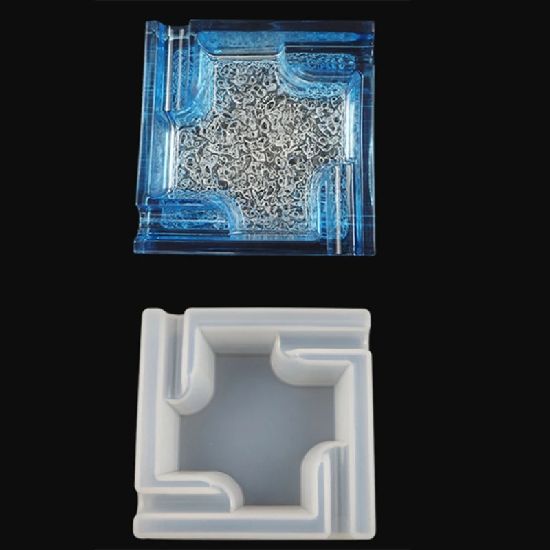 DIY Crystal Epoxy Resin Mold Set, Table Jewelry, Flat Bottom Crystal Storage Jar Silicone Mold,Ashtray Mold (Square)