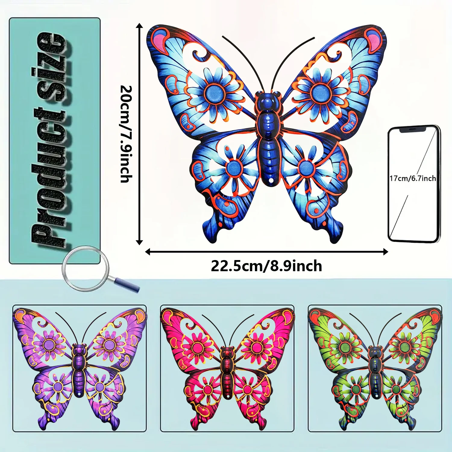 Vintage 3D Metal Butterfly Wall Art Hanging Decor Wrought Iron Wall Hanging Sculpture Garden Home Party Decoration