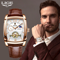 LIGE New Man Watch Automatic Mechanical Watches for Men Business Sport Wristwatch Luminous Waterproof Leather Belt Clock Male