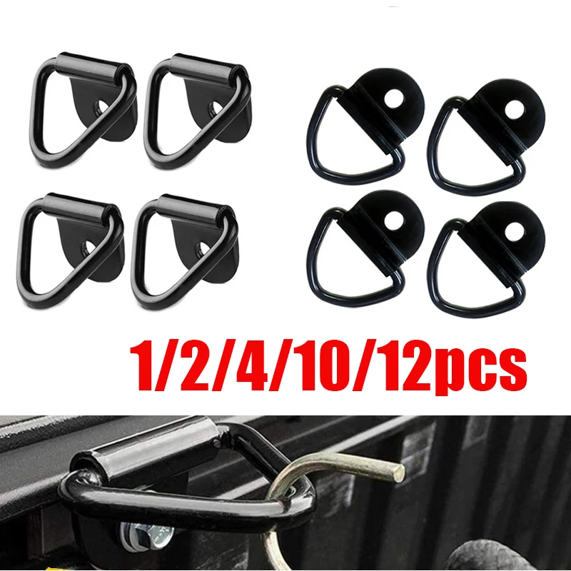 

1/2/4/10/12x Stainless Steel D Shape Pull Hook Tie Down Anchor Ring Iron Cargo Tie Down Ring for Truck Trailer RV Boat Accessory
