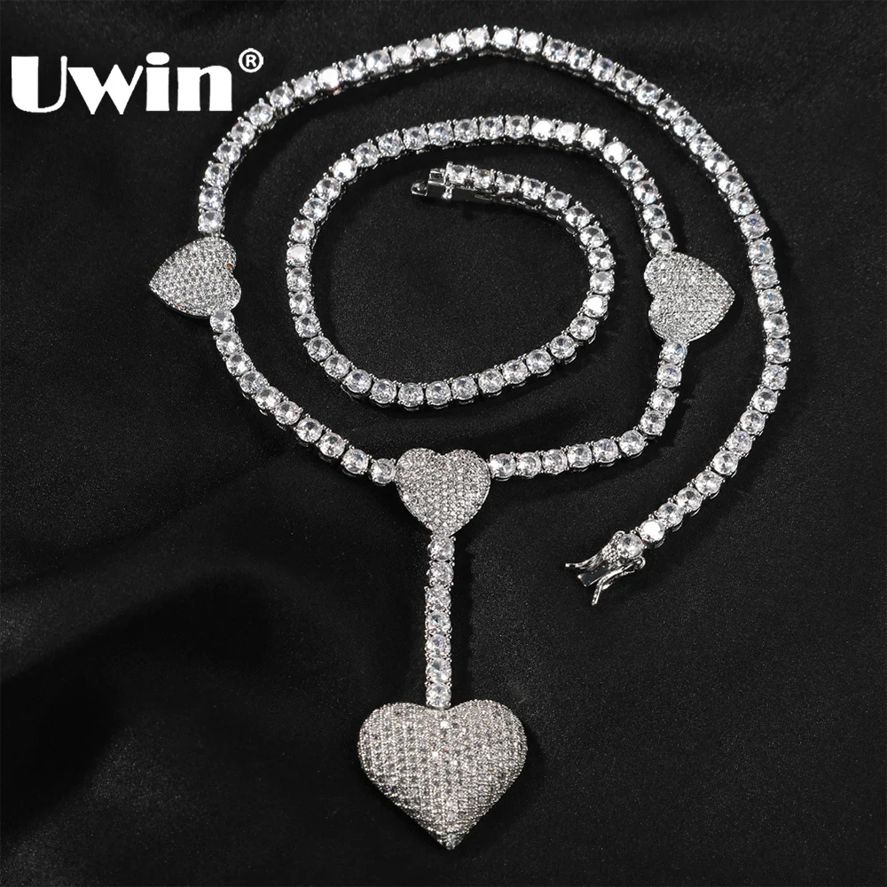 

UWIN Drip Heart Necklace for Women Iced Out Tennis Chain Necklace Cubic Zirconia Heart Necklaces Fashion Jewelry for Gift