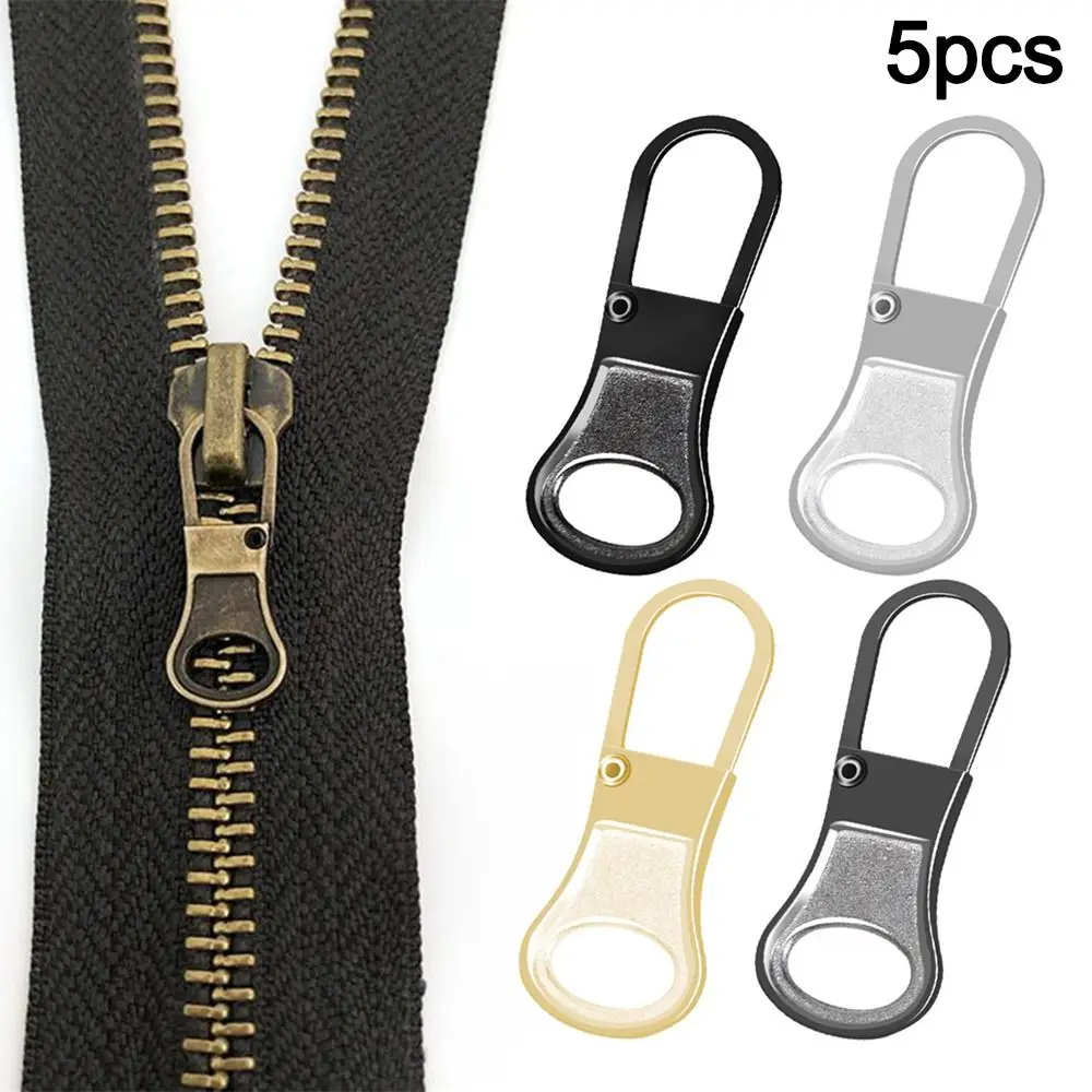 5PCS Metal Zip Puller Replacement Tab Zipper Sliders Head Zipper Head Detachable Backpacks Purses Repair Sewing Accessories