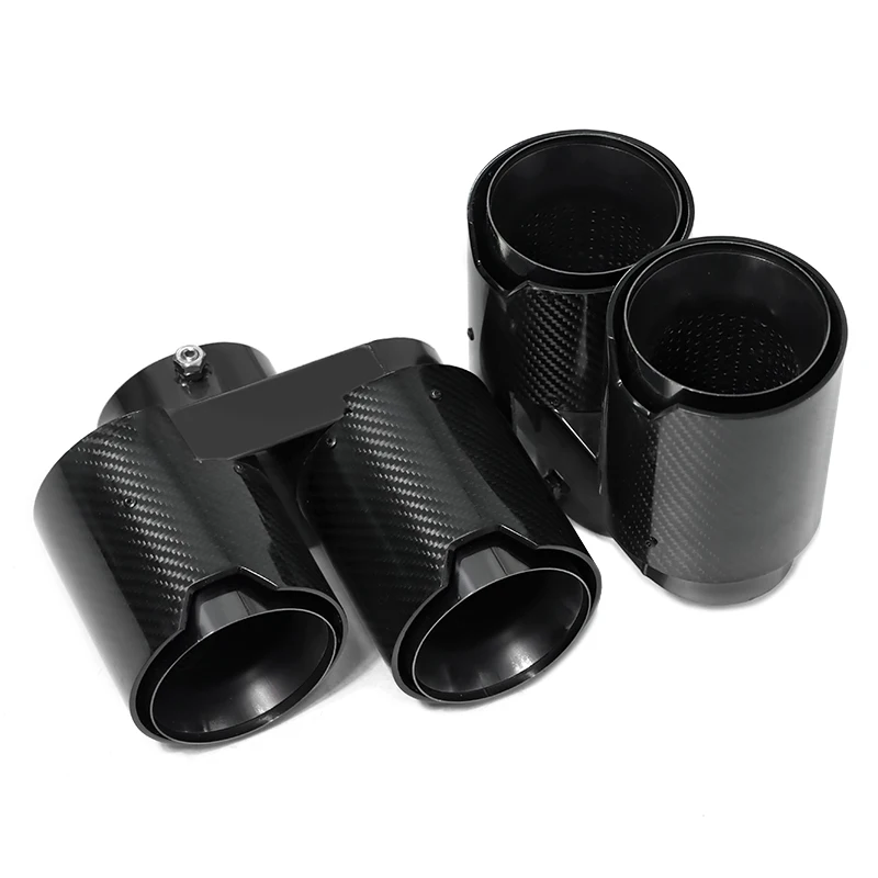 Bolt-On Quad Carbon Fiber Exhaust Tips for BMW X5 G05 X6 G06 X7 G07 2019+  Single Inner Pipe Only Decorative