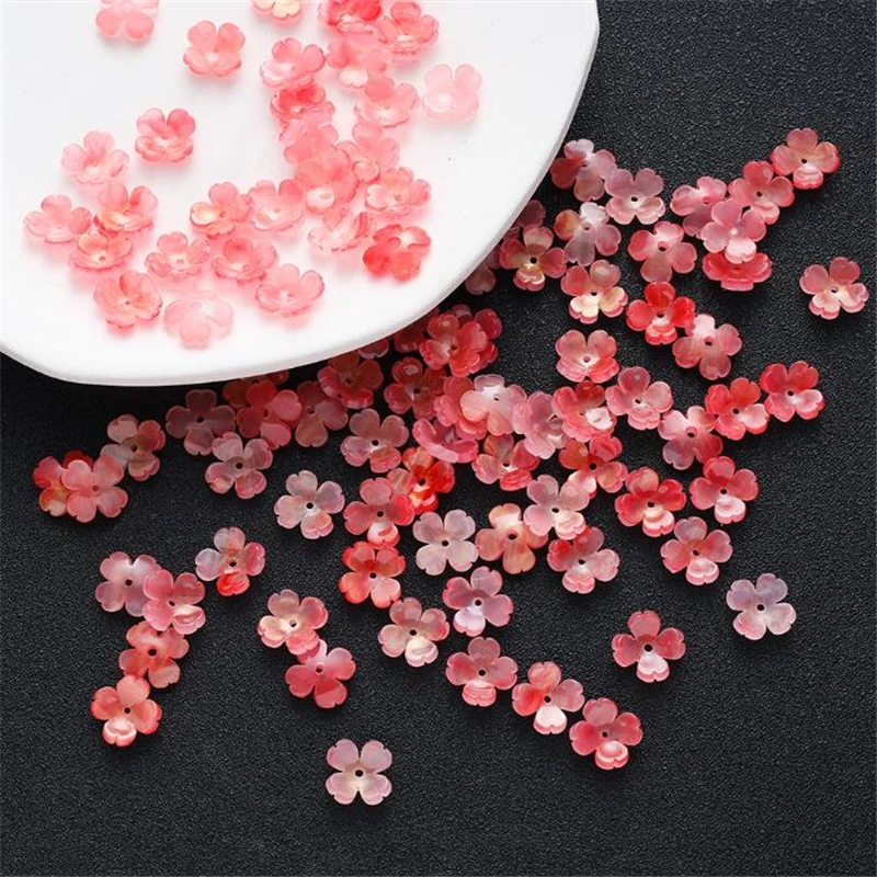 20Pcs/Lot Acetic Acid 3D Flower Beads Torus 14MM Petals Spacer Beads Charm Connectors Diy Hair Jewelry Making Resin Acessories