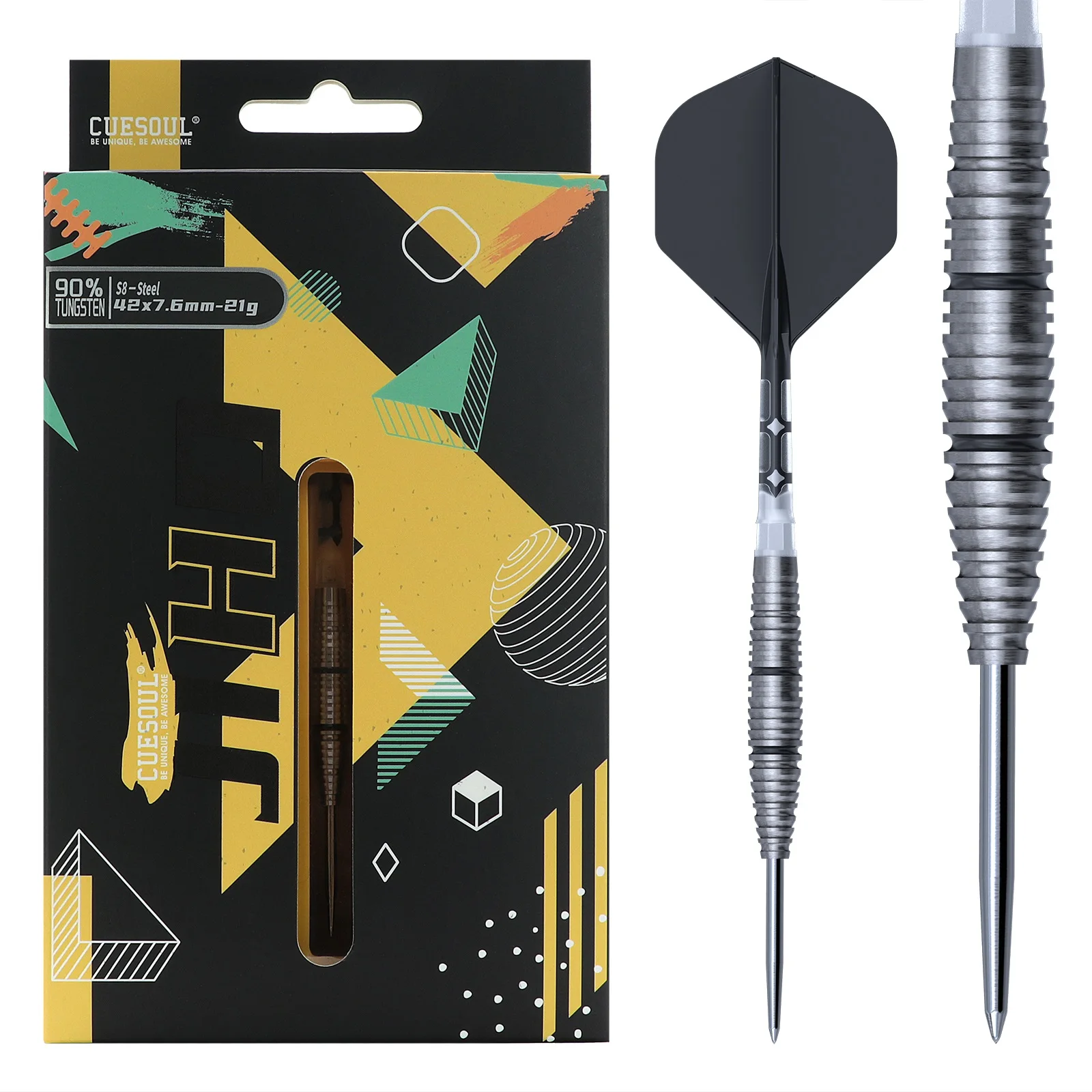 

CUESOUL JIHO S8 21/23g Steel Tip 90% Tungsten Dart Set with ROST T19 Flights