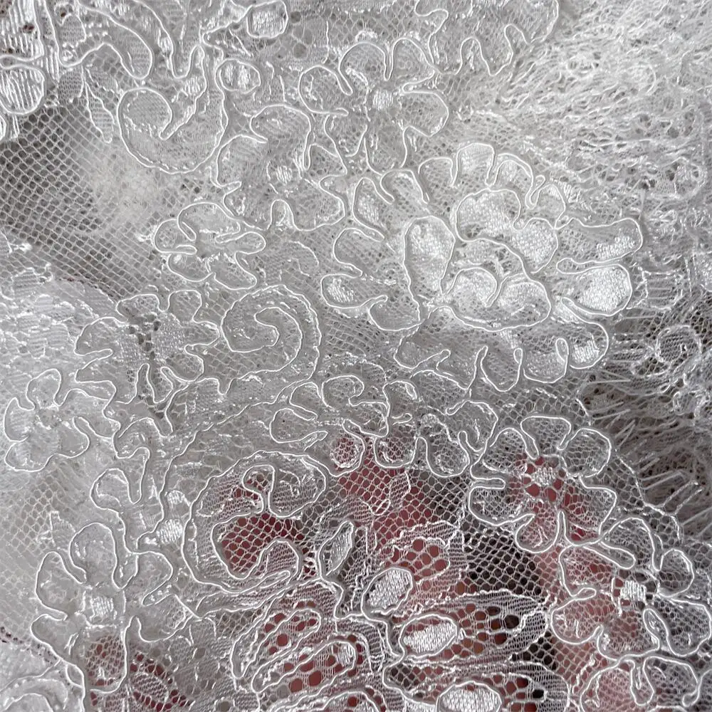 3D Border Eyelash Lace Fabric, Handmade DIY, Wedding Dress Accessories, RS5076, 47cm Width