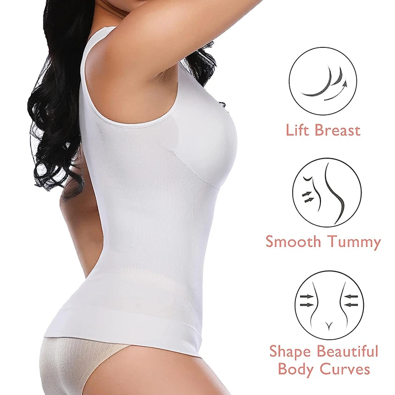 Women Tummy Control Tank Tops Slimming Body Shaper Waist Trainer Corset with Padded Bra Shaperwear Compression Camisole Vest