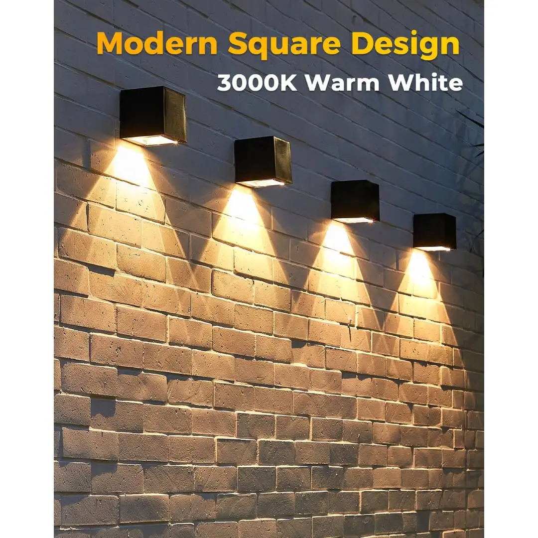 Outdoor Solar Wall Light Square Modern Solar Wall Sconce Lights Waterproof Down Lighting For House Wall Porch Garden Fence Decor view 5