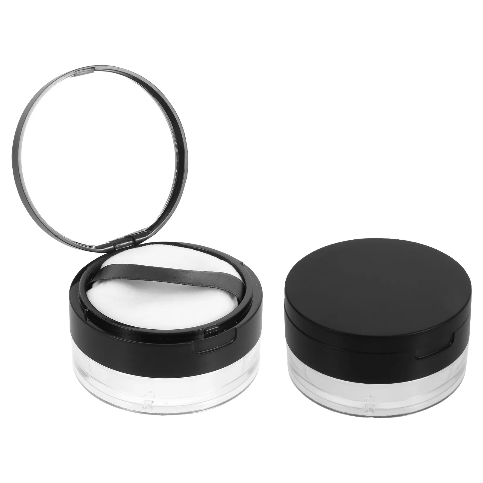 Travel Powder Container 2 Pack with Elastic Mesh Sifter Empty Cosmetic Jar for Makeup Storage DIY Mixing