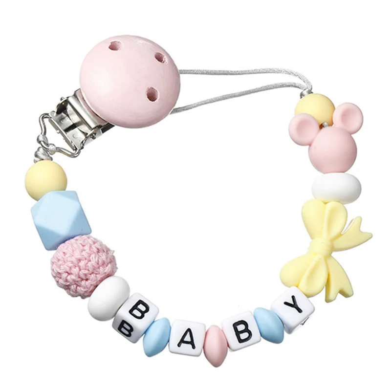 NEW Custom Handmade Personalized Name Silicone Letters Beads Pacifier Clips Chain Baby Teether Holder Bracelet Chew Nursing Gift