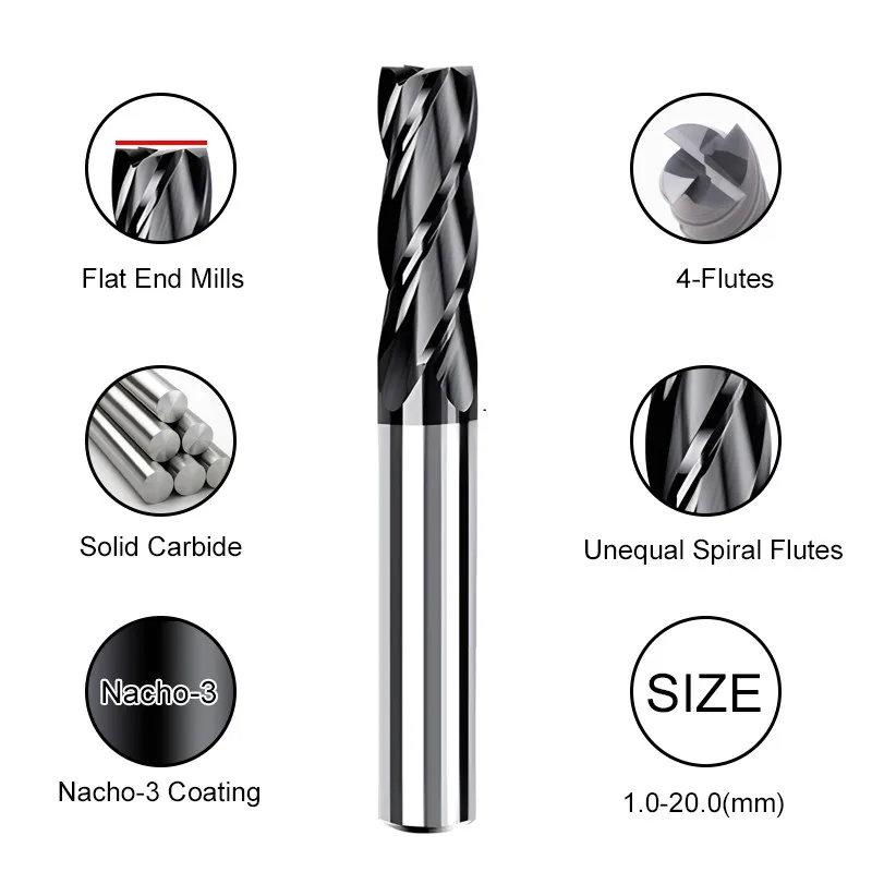 SHAZAM Tungstênio Aço Fresa, Carbide desigual lâmina, aço inoxidável, moinhos especiais de extremidade dinâmica, CNC Usinagem Ferramentas, HRC70
