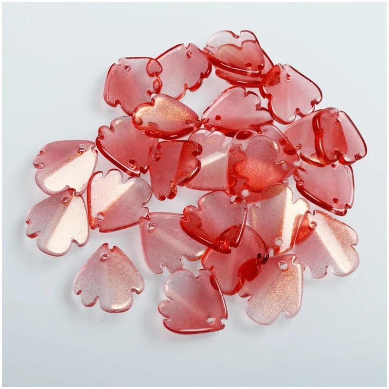 20Pcs Red Loose Beads More Designs Available DIY Crystal Petals Glaze Beads For Jewelry making