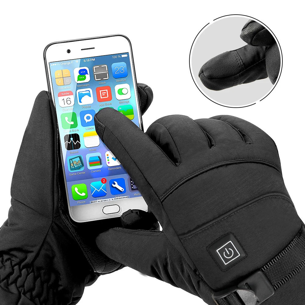 Guantes calefactados a prueba de viento, guantes cálidos para montar en motocicleta, alimentados por batería, Guantes Térmicos de invierno, deportes