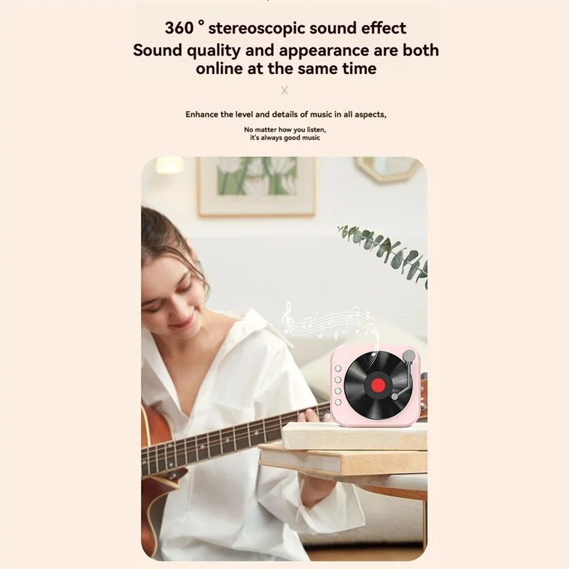 

B03C-Retro Bluetooth5.3 Динамик с 2 микрофонами Динамик в стиле фонографа 18 века 360 ° Виниловая пластинка стереозвука B