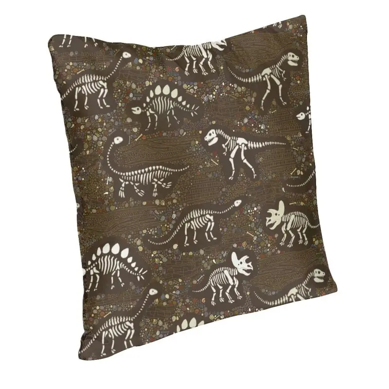 Brown Dinosaur Fossils Pillow Case 40x40cm Bedroom Decoration Kawaii Fun Dino Pattern Cushions for Sofa Square Pillowcase