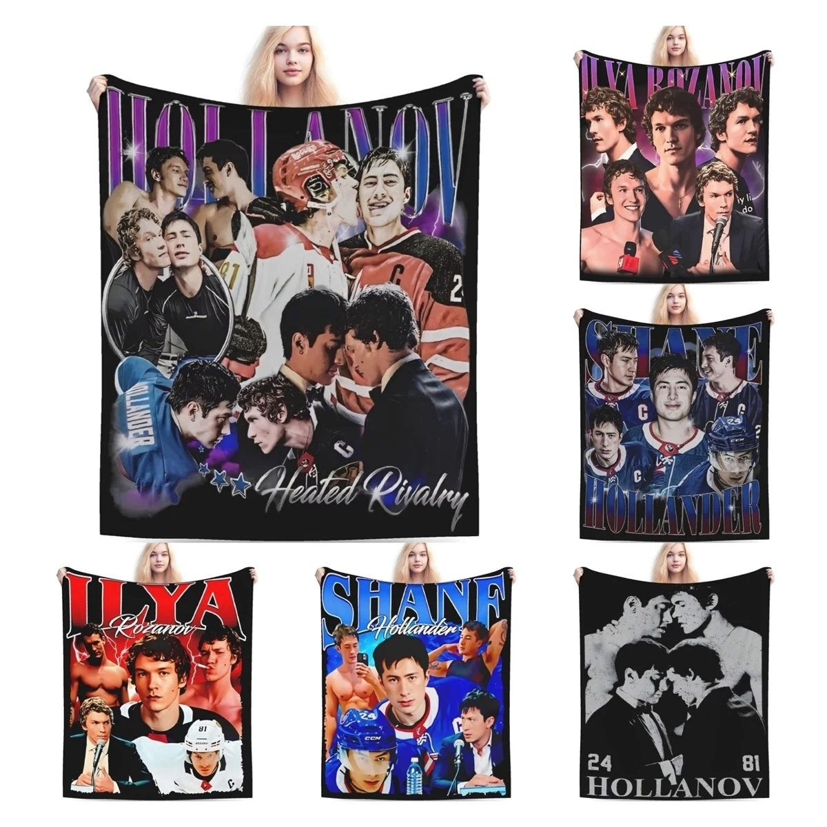 Hollanov Hockey Romance Blankets Heated Rivalry Flannel Awesome Warm Throw Blanket for Bedspread All Season