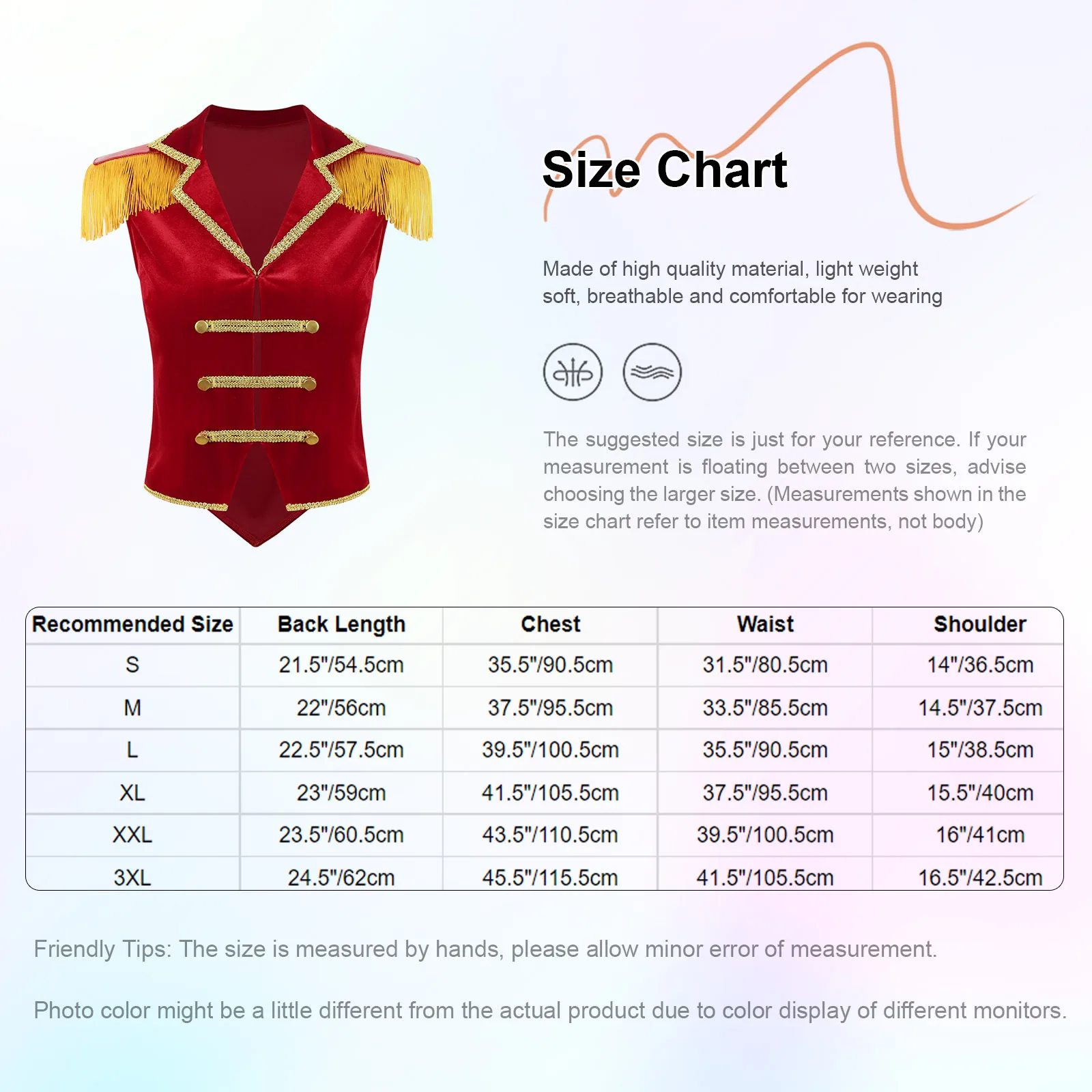 Womens Circus Ringmaster bavero nappe velluto gilet leone Tamer Costume Cosplay vittoriano Steampunk orlo irregolare bottone gilet