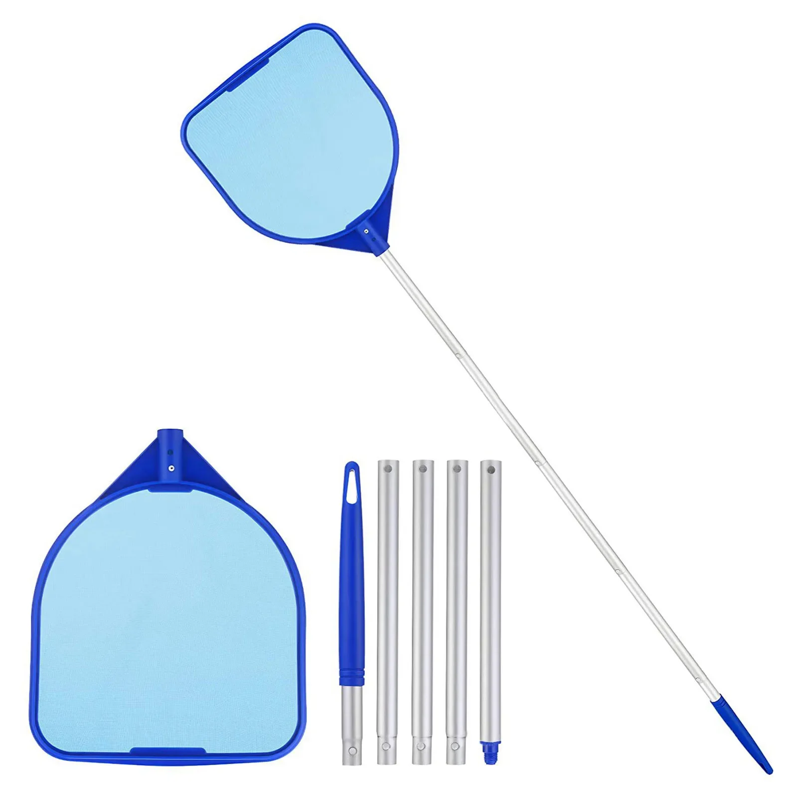 

Aquarium Skimmer Net with Telescopic Pole Remover Leaf Rake Mesh Pool Fish Tanks Accessories Ponds Cleaning Debris Tools