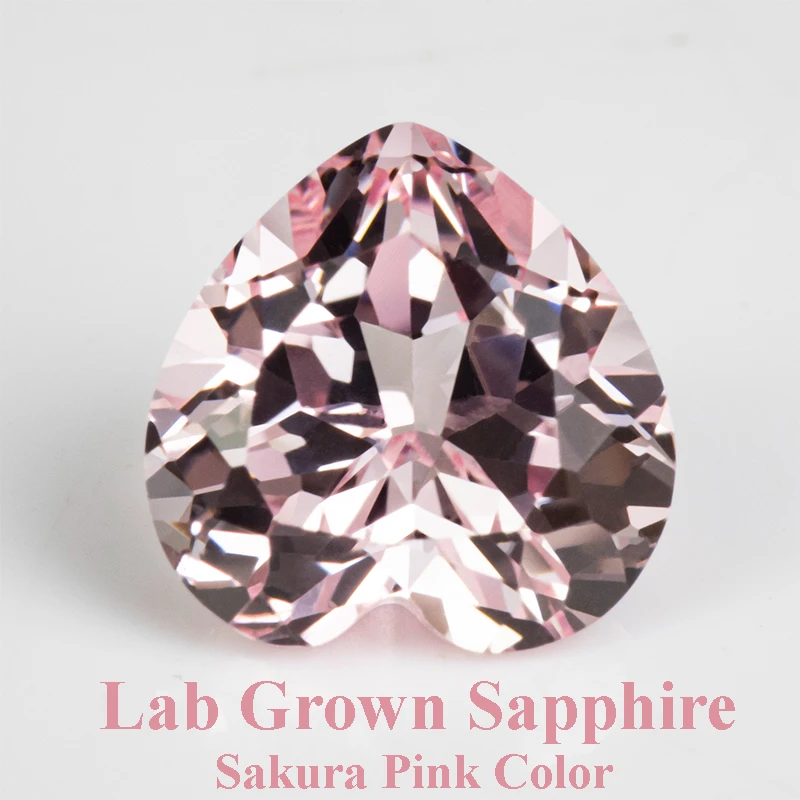 

Lab Grown Sapphire Heart Shape Sakura Pink Color for Charms Jewelry Making DIY Ring Necklace Earrings Materials AGL Certificate