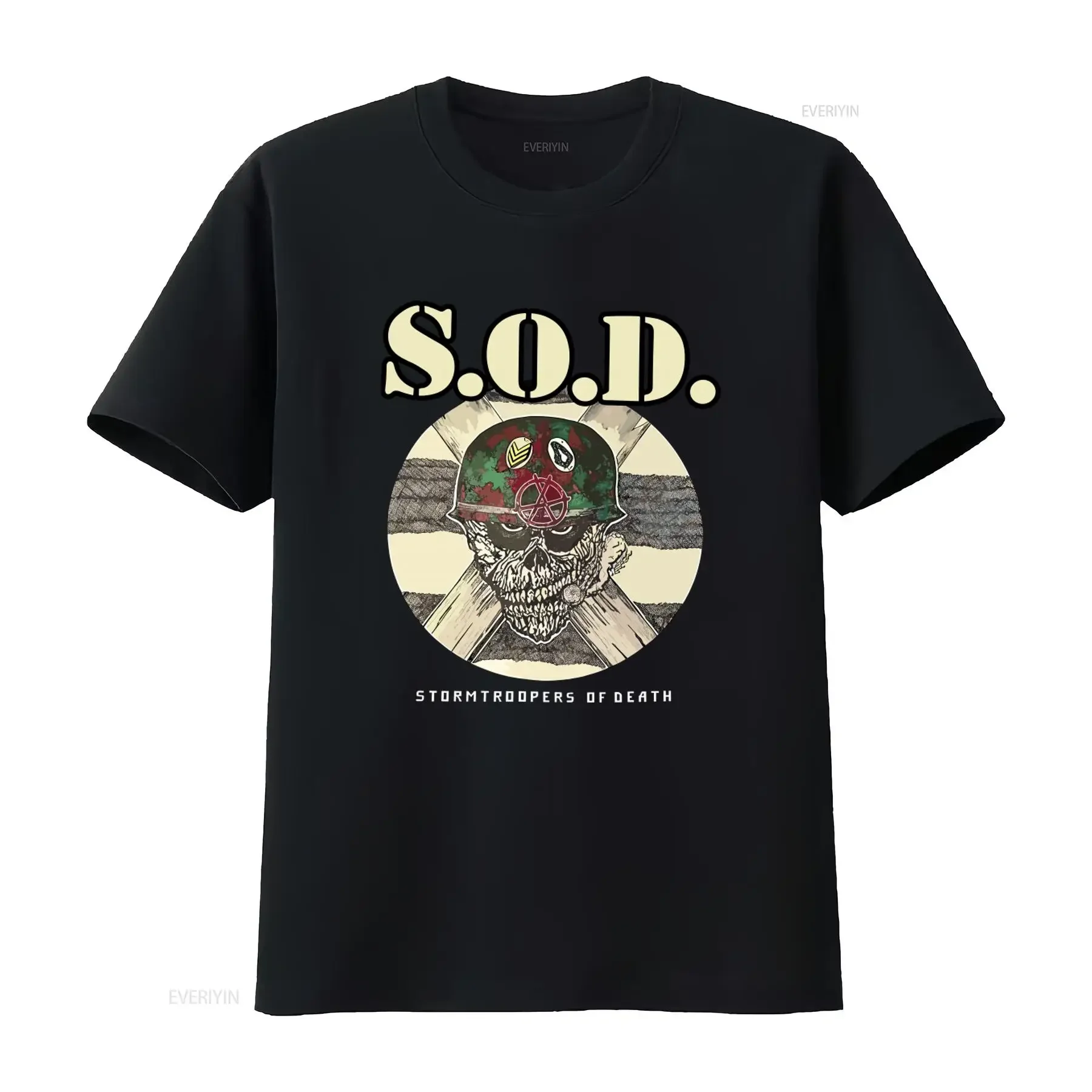 Camiseta negra de algodón Vintage S O D Stormtroopers Of Death Band, diseño Retro con casco de calavera, perfecta para fanáticos del Rock AA2210 vintage