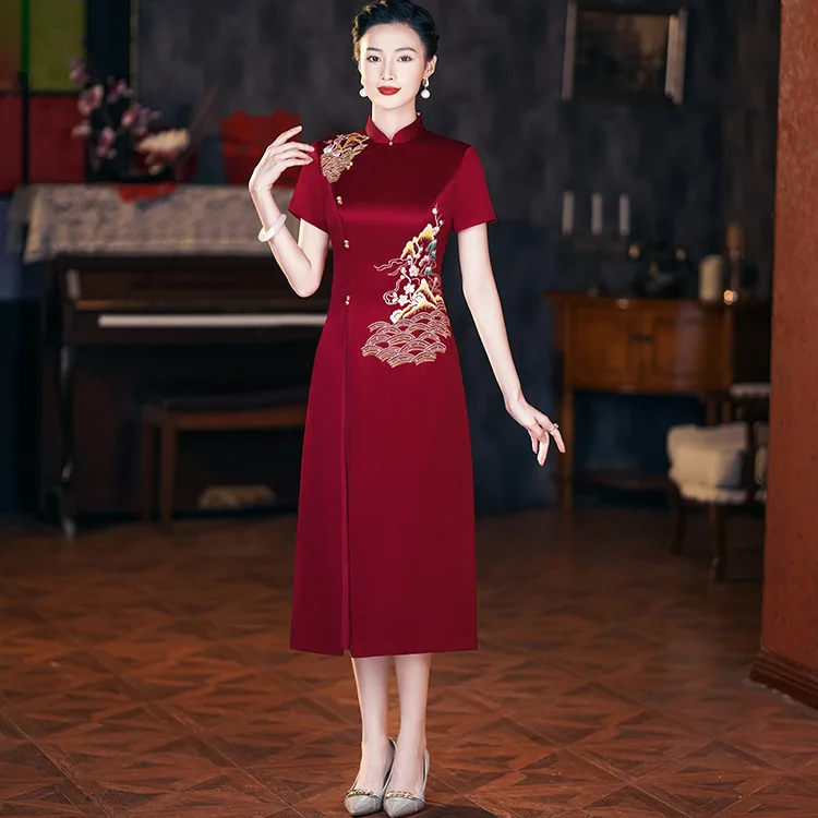 Yourqipao فساتين الأم في القانون فستان أم العروس العريس لحفلات الزفاف الصينية شيونغسام 2023 فساتين سهرة بمقاس كبير