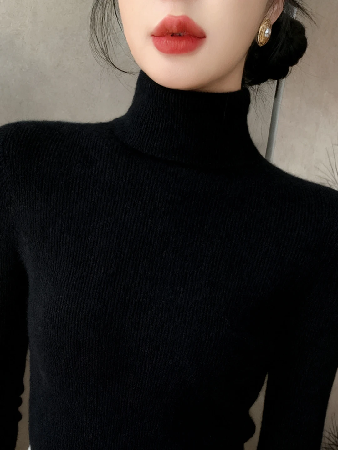 

Women's Slim Fit High Ne Knitwear Base irt Thiened Winter Inner Wear Faionable Sweater Commute Sle Soft Fabric Long...