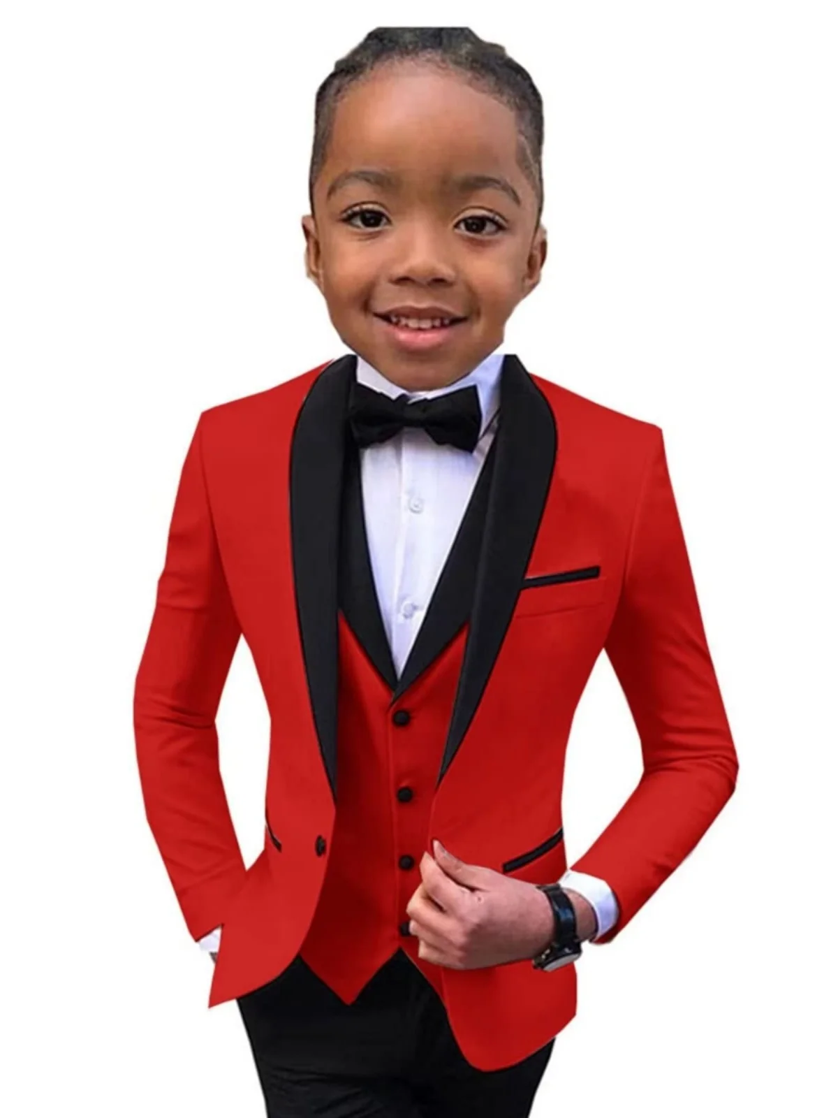 

Boy's Suit For Wedding Children Slim Fit White Jacket Vest Pants Bowtie 4PCS Photograph Suit Kids Piano Host Performance Dress