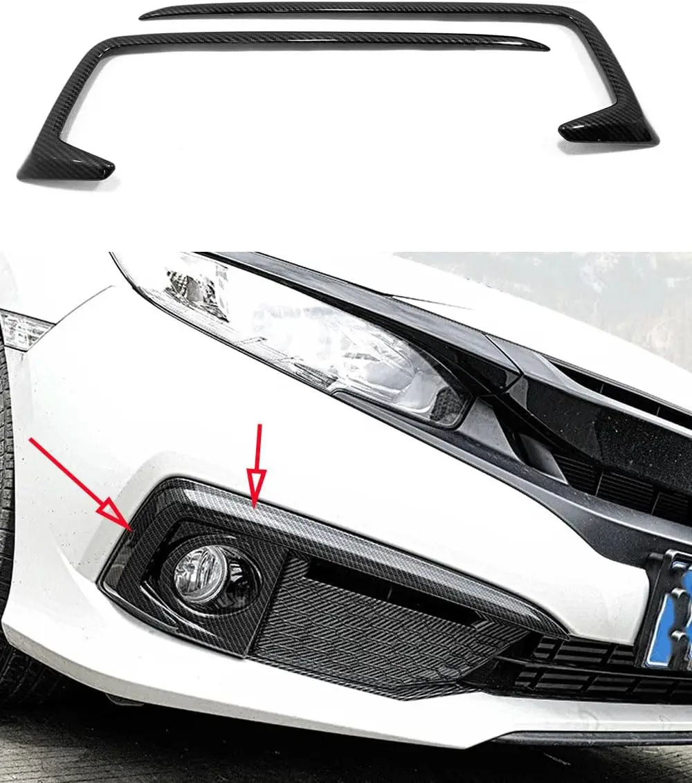 

Car Accessories Fit for Civic 10th Gen 2019-2021 ABS Front Fog Light Eyelid Eyebrow Frame Cover (Glossy Black) 2PCS Set