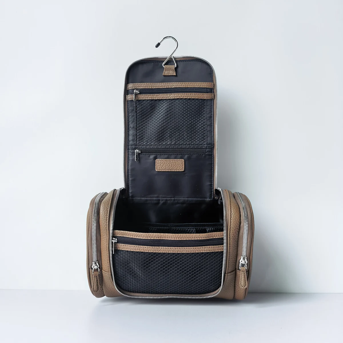 Echtes Leder Unisex Hängende Kosmetiktasche Reise Große Kapazität Multifunktionale Premium Toilettenartikel-Aufbewahrungstasche Tragbar – Detail 11